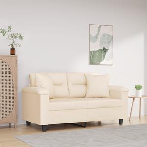 VidaXL Tweezitsbank met kussens 120 cm microvezelstof beige