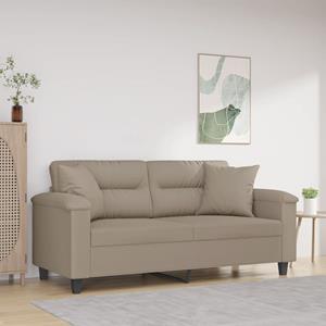 VidaXL Tweezitsbank met kussens 140 cm microvezelstof taupe