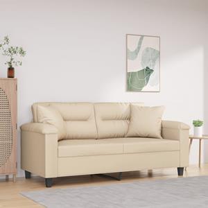 VidaXL Tweezitsbank met kussens 140 cm microvezelstof crèmekleurig