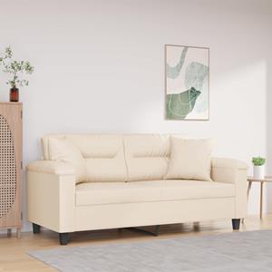 VidaXL Tweezitsbank met kussens 140 cm microvezelstof beige