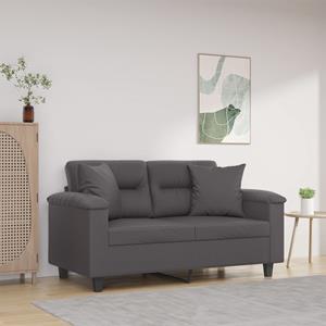 VidaXL Tweezitsbank met sierkussens 120 cm kunstleer grijs