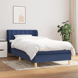 VidaXL Boxspring met matras stof blauw 80x200 cm