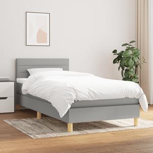 VidaXL Boxspring met matras stof lichtgrijs 100x200 cm