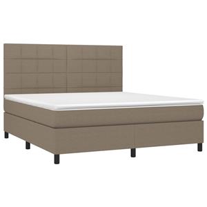vidaXL Boxspring met matras en LED stof taupe 160x200 cm