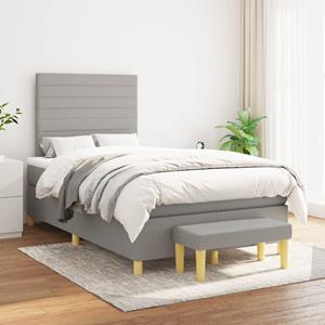 VidaXL Boxspring met matras stof lichtgrijs 120x200 cm