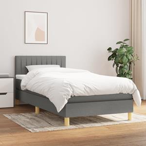 VidaXL Boxspring met matras stof donkergrijs 90x190 cm