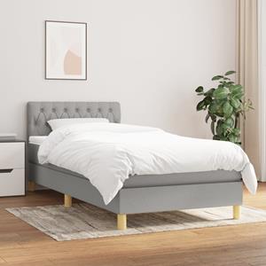 VidaXL Boxspring met matras stof lichtgrijs 90x200 cm