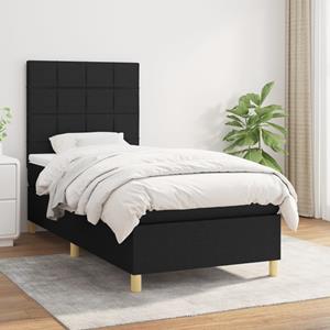 VidaXL Boxspring met matras stof zwart 90x200 cm