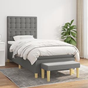 VidaXL Boxspring met matras stof donkergrijs 100x200 cm