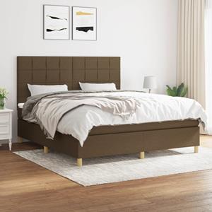 VidaXL Boxspring met matras stof donkerbruin 180x200 cm