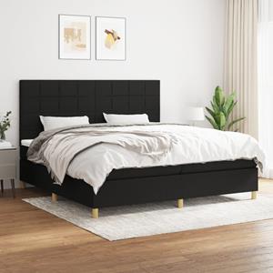 VidaXL Boxspring met matras stof zwart 200x200 cm