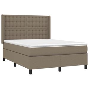 vidaXL Boxspring met matras stof taupe 140x190 cm