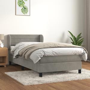 VidaXL Boxspring met matras fluweel lichtgrijs 90x190 cm