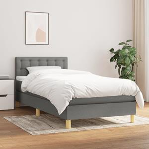 VidaXL Boxspring met matras stof donkergrijs 90x200 cm