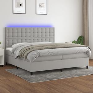 VidaXL Boxspring met matras en LED stof lichtgrijs 200x200 cm