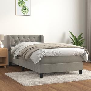 VidaXL Boxspring met matras fluweel lichtgrijs 80x200 cm