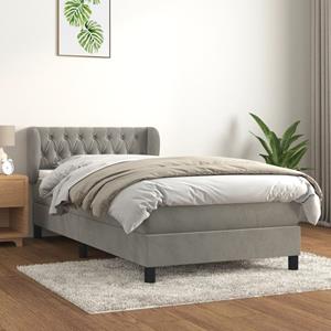 VidaXL Boxspring met matras fluweel lichtgrijs 90x190 cm
