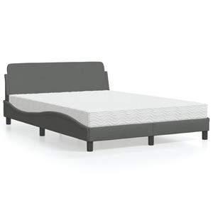 VidaXL Bed met matras stof donkergrijs 140x190 cm