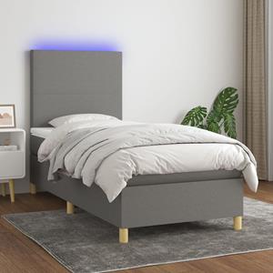 VidaXL Boxspring met matras en LED stof donkergrijs 80x200 cm