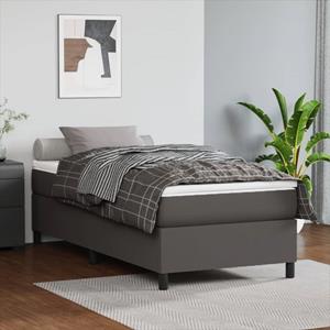 VidaXL Boxspring met matras kunstleer grijs 100x200 cm