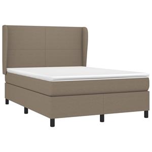 vidaXL Boxspring met matras stof taupe 140x190 cm