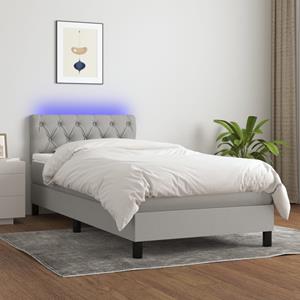 VidaXL Boxspring met matras en LED stof lichtgrijs 80x200 cm