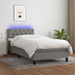 VidaXL Boxspring met matras en LED stof donkergrijs 80x200 cm