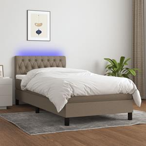 VidaXL Boxspring met matras en LED stof taupe 80x200 cm