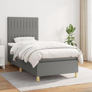 VidaXL Boxspring met matras stof donkergrijs 80x200 cm