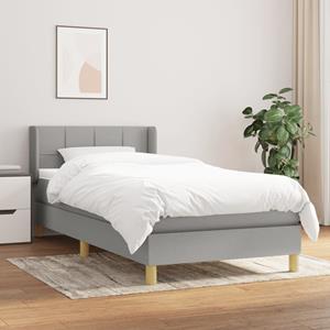 VidaXL Boxspring met matras stof lichtgrijs 100x200 cm