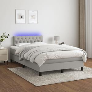 VidaXL Boxspring met matras en LED stof lichtgrijs 120x200 cm