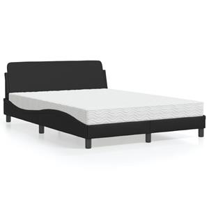 VidaXL Bed met matras kunstleer zwart 140x190 cm