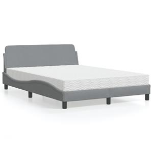 VidaXL Bed met matras stof lichtgrijs 140x200 cm