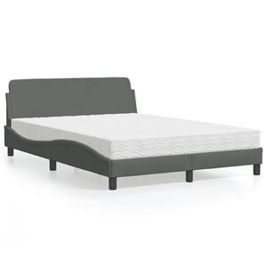VidaXL Bed met matras stof donkergrijs 140x200 cm