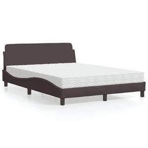 VidaXL Bed met matras stof donkerbruin 140x200 cm