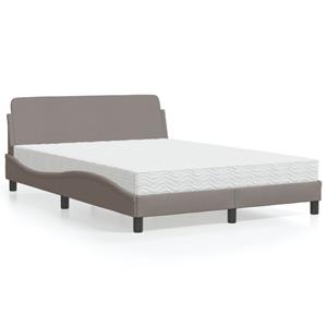 VidaXL Bed met matras stof taupe 140x200 cm