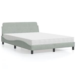 VidaXL Bed met matras fluweel lichtgrijs 140x200 cm