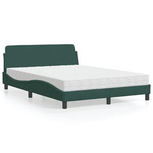 VidaXL Bed met matras fluweel donkergroen 140x200 cm