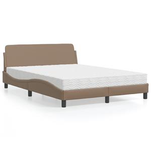 VidaXL Bed met matras kunstleer cappuccinokleurig 140x200 cm