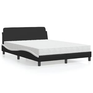 VidaXL Bed met matras kunstleer zwart en wit 140x200 cm