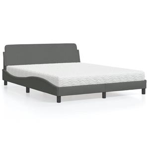 VidaXL Bed met matras stof donkergrijs 160x200 cm