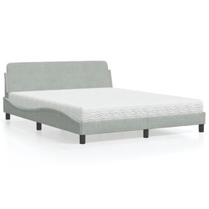 VidaXL Bed met matras fluweel lichtgrijs 160x200 cm