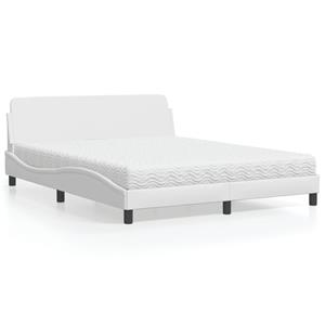 VidaXL Bed met matras kunstleer wit 160x200 cm