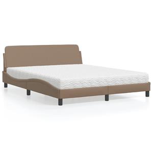 VidaXL Bed met matras kunstleer cappuccinokleurig 160x200 cm
