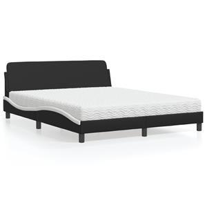 VidaXL Bed met matras kunstleer zwart en wit 160x200 cm