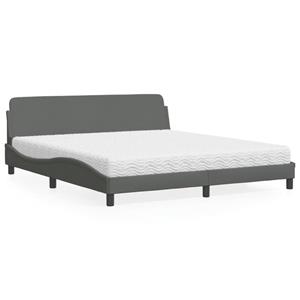 VidaXL Bed met matras stof donkergrijs 180x200 cm