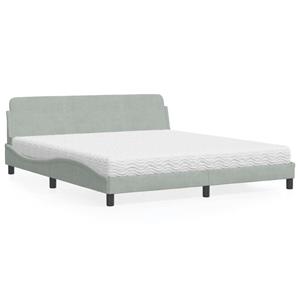 VidaXL Bed met matras fluweel lichtgrijs 180x200 cm