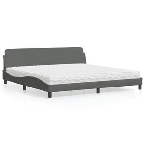 VidaXL Bed met matras stof donkergrijs 200x200 cm