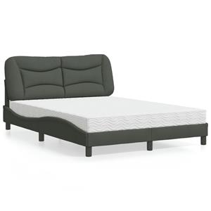 VidaXL Bed met matras stof donkergrijs 120x200 cm