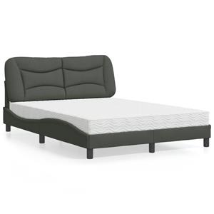 VidaXL Bed met matras stof donkergrijs 140x190 cm